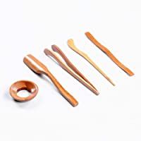 5 Unids-Set Utensilios de Ceremonia del Té de Bambú Set Cucharillas de té Aguja Pinzas de Té Clip Colador Tubo de Tong…